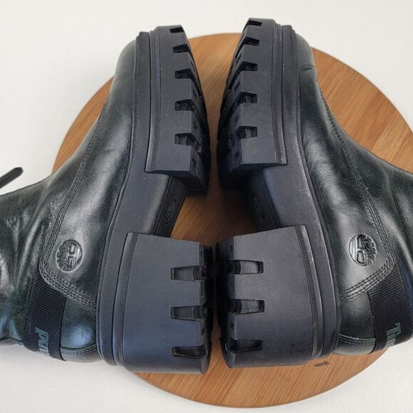 Timberland Everleigh Boot Front Zip Mid Boots Green Leather Womens 7.5 Platform - Picture 9 of 13